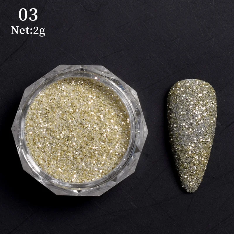 1Box Gray Gradient Shiny Nail Glitter Powder iridescent Sparkly Nail Art Chrome Pigment Silver DIY Nail Art Decoration