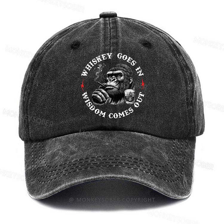 Personalized “Whiskey Goes In Wisdom Comes Out ”Custom Washed Baseball Caps