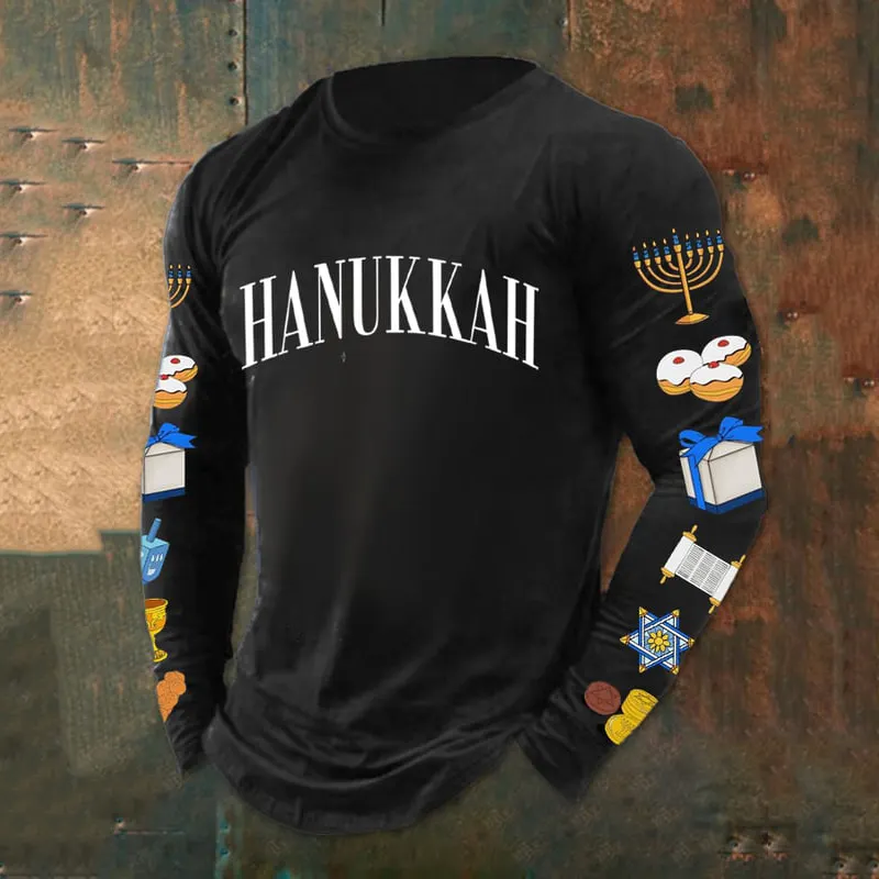 Men's Hanukkah Print Printed T-Shirt