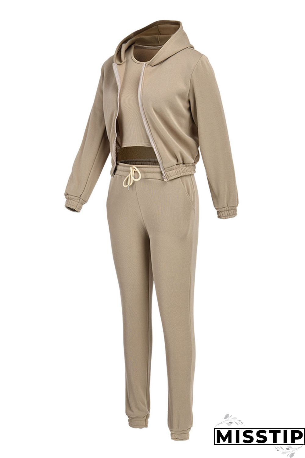 Orange Fashion Casual Solid Cardigan Vests Pants O Neck Long Sleeve Three-piece Set