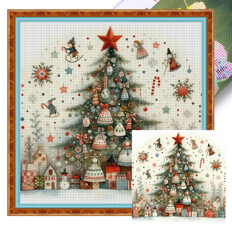 Sunny Doll Christmas Tree (50*50cm) 11CT Stamped Cross Stitch gbfke