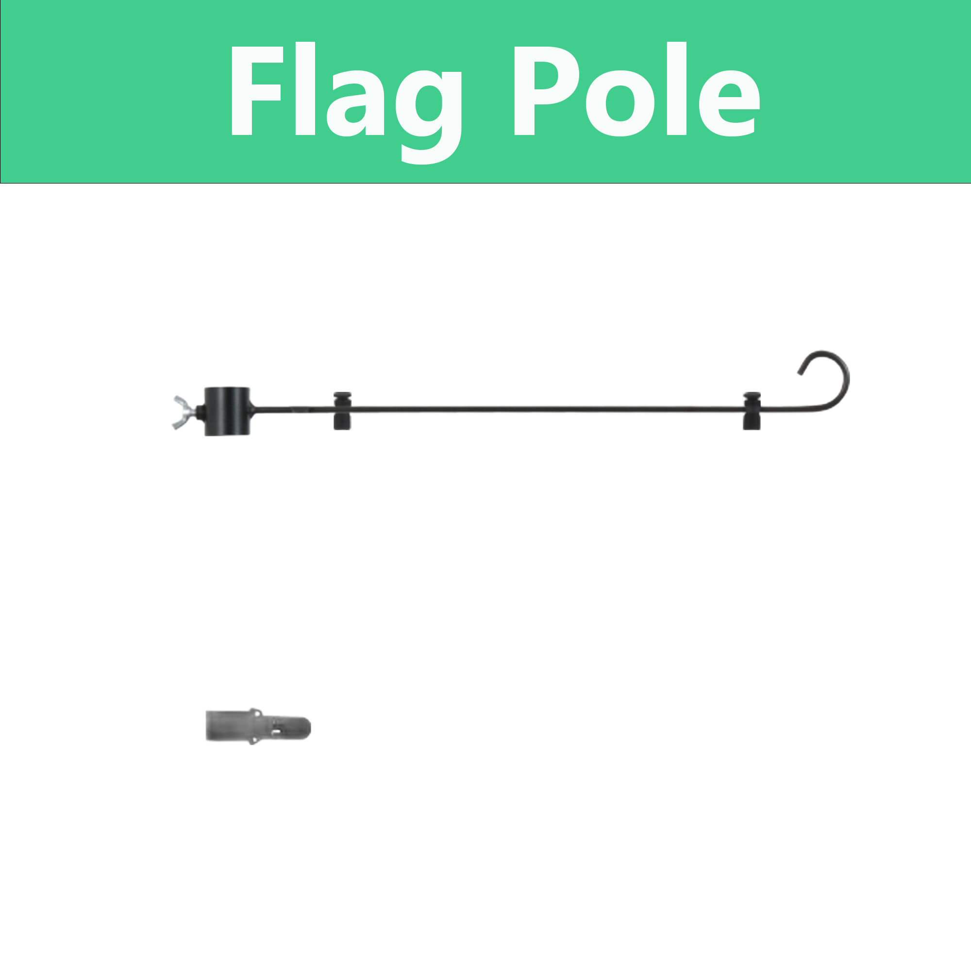 Flag Pole with 2 Flag Stopper & Flag Clamp for LUJII or LUJOIN Shepherds Hooks, 15-25 Days for Delivery