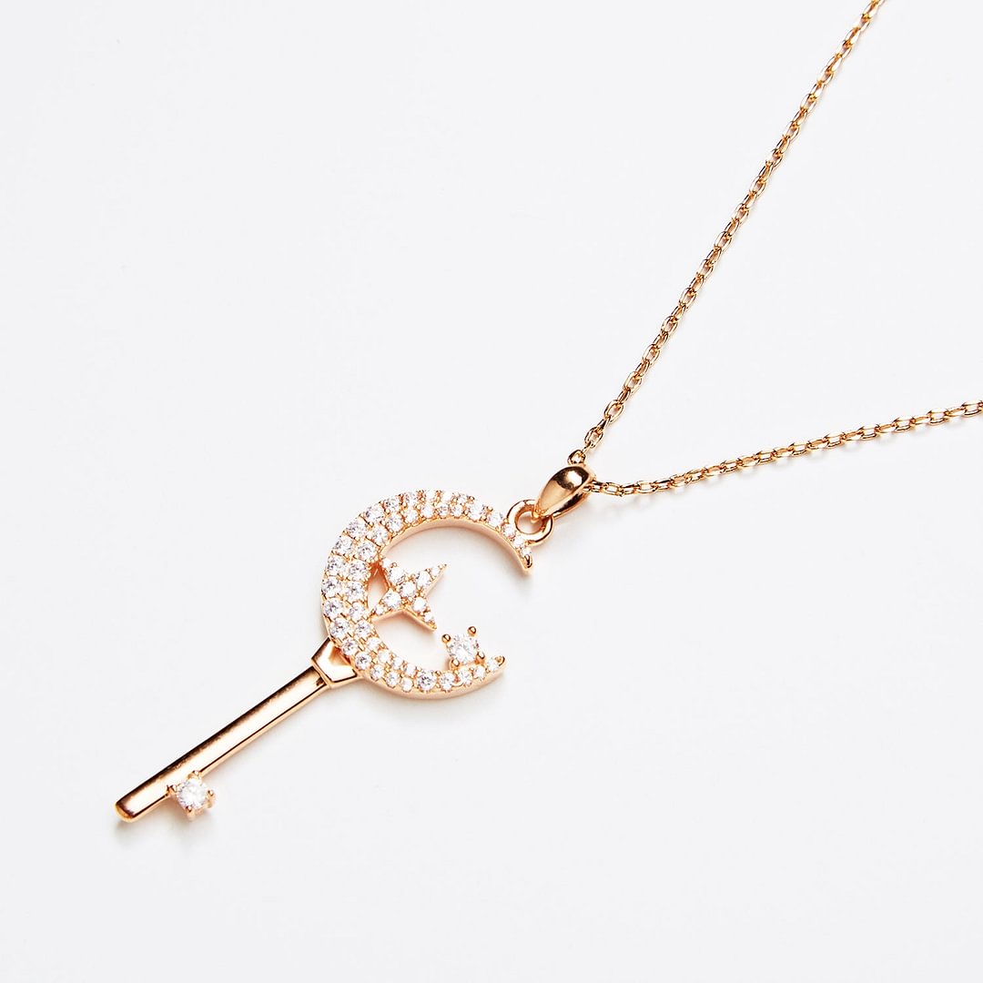 "You are My Universe" Dream moon Key Rose Gold Pendant Necklace