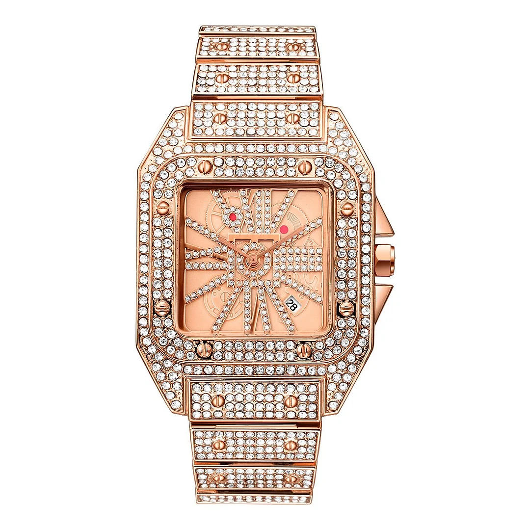 Iced Out Square Face Bling Bling Watch-VESSFUL