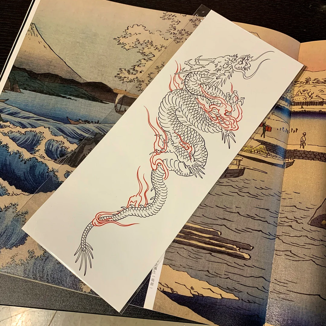 Double Color Chinese Dragon  Temporary Tatoo for Men Women Waterproof Arm Body Leg Fake Tattoos  Tatuajes Temporales Cool Decals