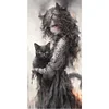 Black And White Girl And Cat-14CT Counted Cross Stitch 50*100cm/19.69*39.37in(Big Size) tapestrymarket