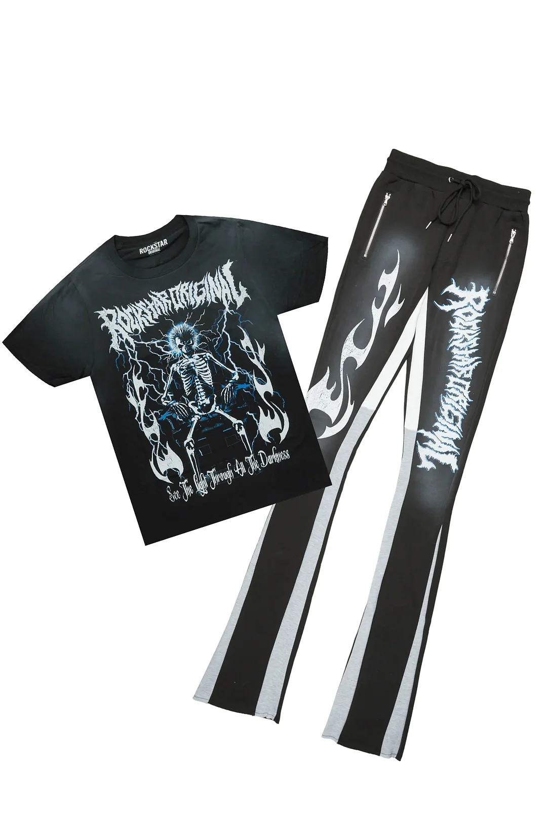 Deathrow Black T-Shirt/Super Stacked Flare Pant Set
