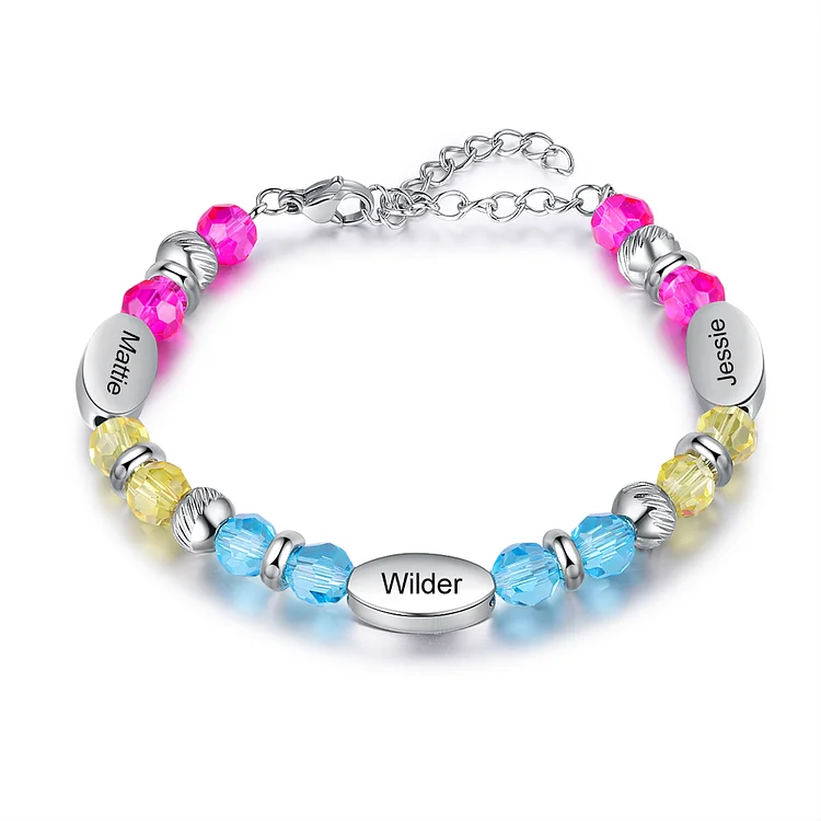 Personalized Bead Bracelet Custom Name Flower Colorful Bracelet for Kids
