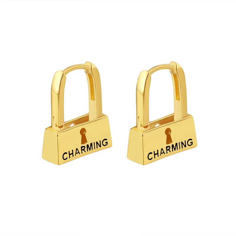 French Creative Lock Charming Ear Buckle Niche Earrings