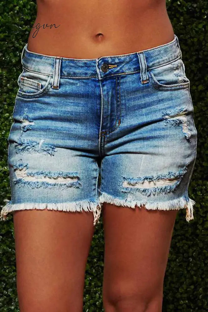 Ingvn - On-Trend Ripped Sexy Denim Shorts(3 Colors) Navy Blue / S Bottoms