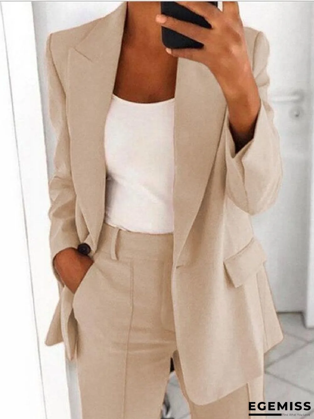 Casual Long Sleeve Solid Outerwear | EGEMISS