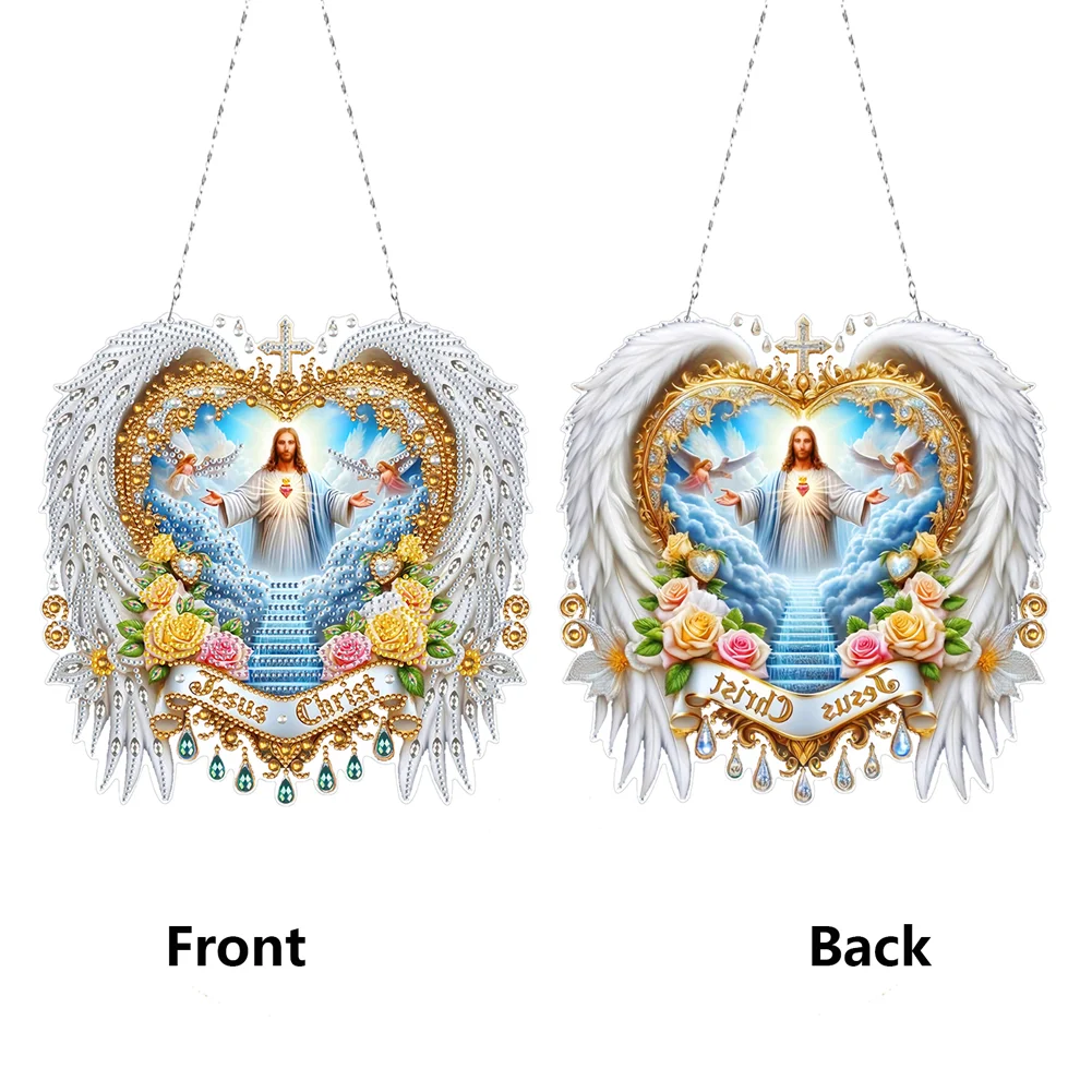 5D DIY Acrylic Jesus Special Shape Diamond Painting Dots Pendant Rhinestone Diamond Art Pendants