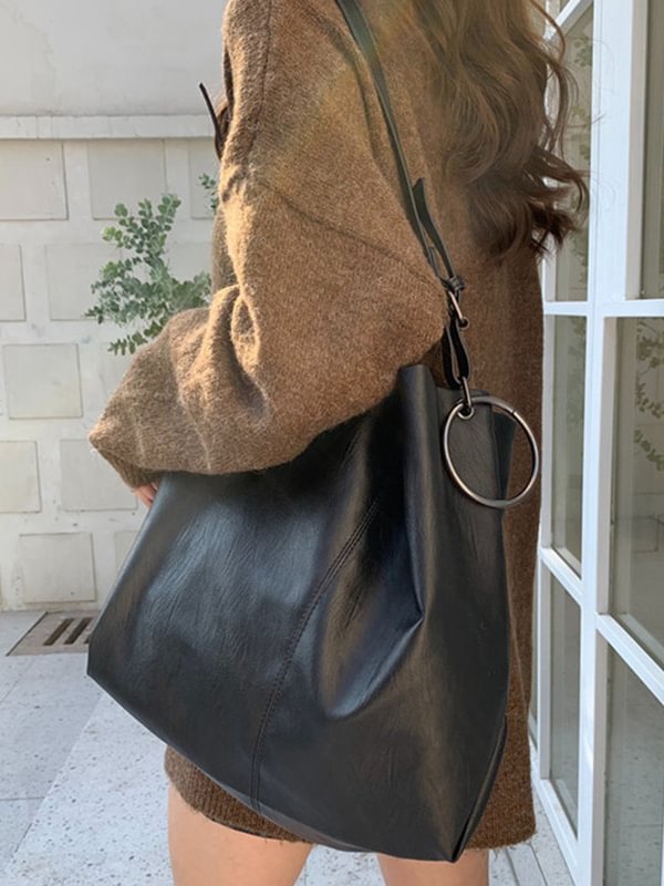 Fashion Urban Solid Color PU Shoulder Bag