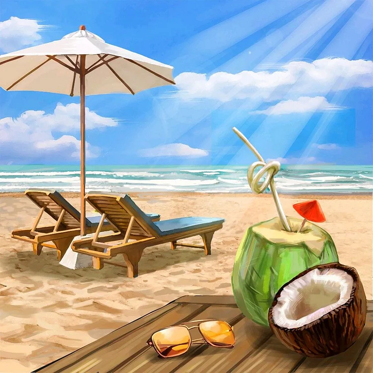 Beach Scene With Chairs - Diamond Painting 