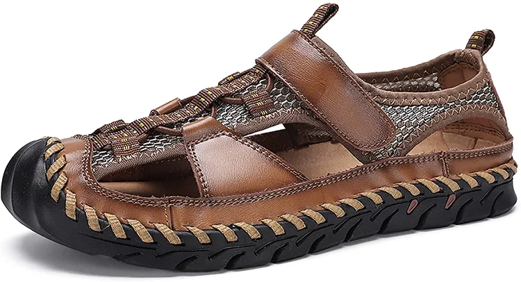 Men's handmade sandals leather beach wading shoes
