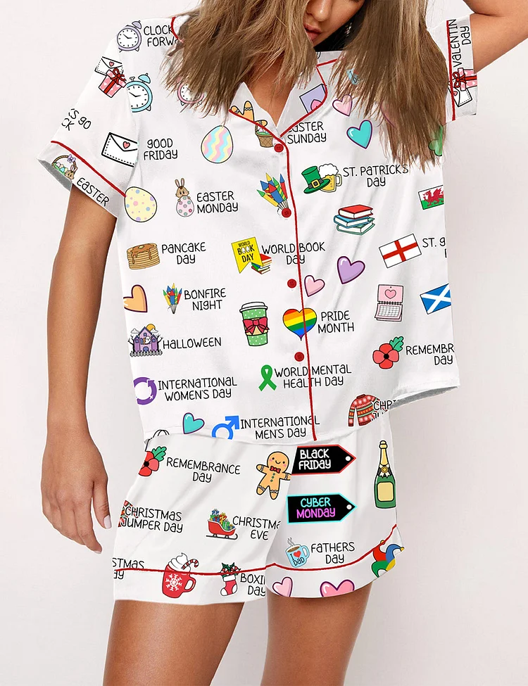 Women's UK Yearly Events Planner Pajama Set
