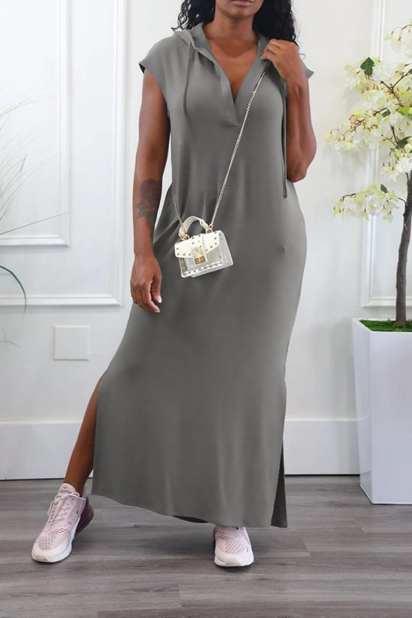 hooded backless dress