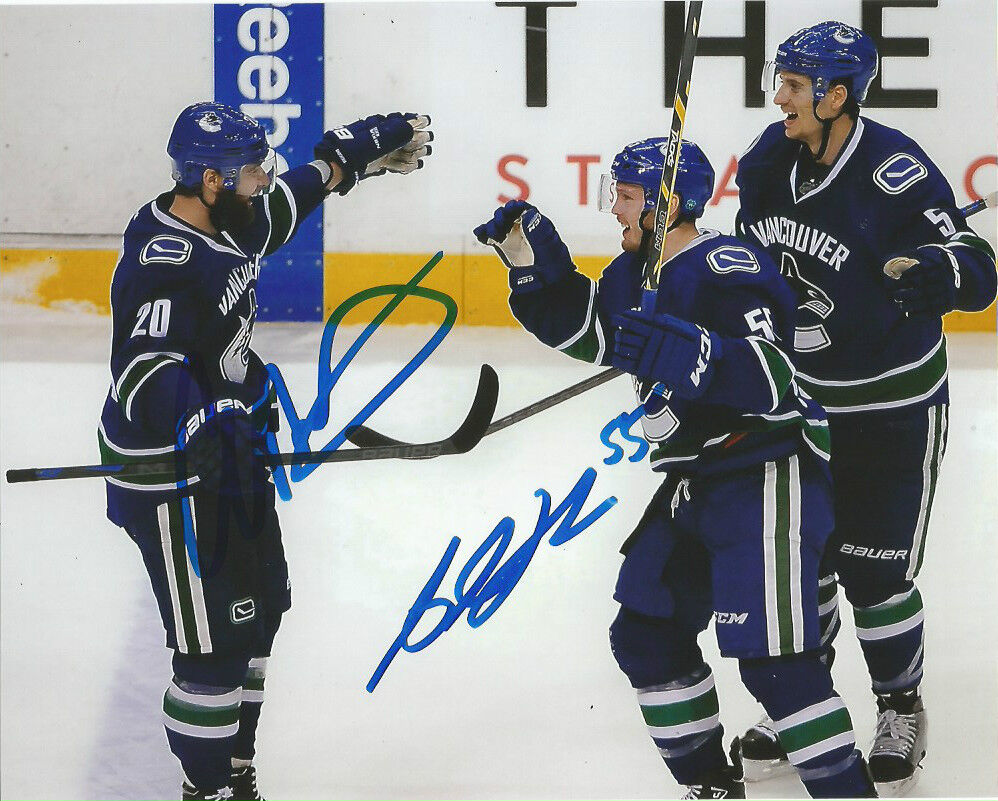 Vancouver Canucks Alex Biega Chris Higgins Signed Autographed 8x10 Photo Poster painting COA D