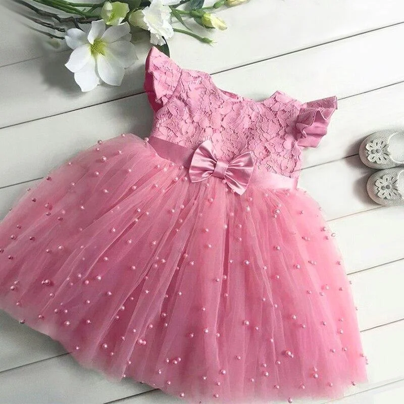 Toddler Girls Summer Lace Frocks Tutu Dress Kids Baby Children Elegant Wedding 1st Birthday Party Princess Toddler Girl Clothes