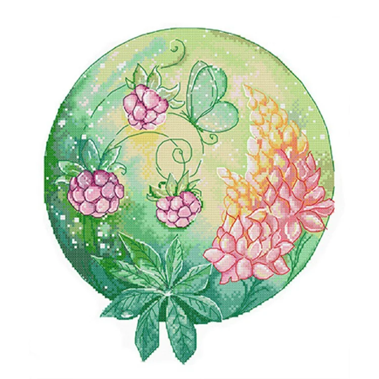 Spring Brand - Flower - Lupine 14CT Stamped Cross Stitch 30*35CM（37 Colors）