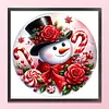 Red Candy Snowman Full 18CT 2 Strands DIY Stamped Cross Stitch Kits for Beginners Adults Home Wall Decor Cross Stitch Art and Crafts Kits 25x25cm