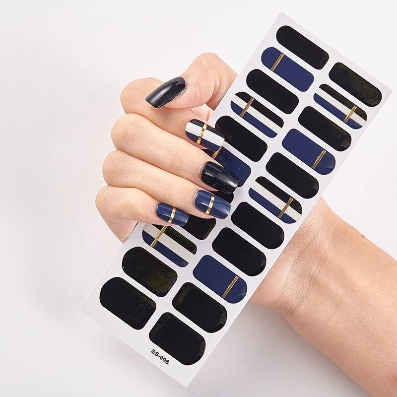 Churchf Fashionable Blue Diamonds Nail Art Stickers Collection Manicure DIY Nail Polish Strips Wraps for Party Decor-Nail Inspo