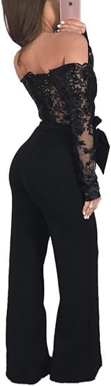 スーツ・フォーマル・ドレス Ameri OFF SHOULDER LACE LIKE ROMPERS セール】OFF SHOULDER LACE LIKE ROMPERS（サロペット
