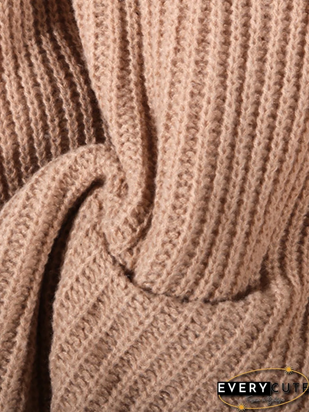 Solid Crew Neck Knit Sweater