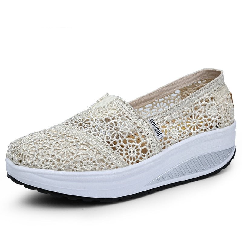 Summer Fashion Women's Thick-soled Breathable Mesh Non-slip Sports Fitness Rocker Ladies Sneakers Walking Shake Shoes