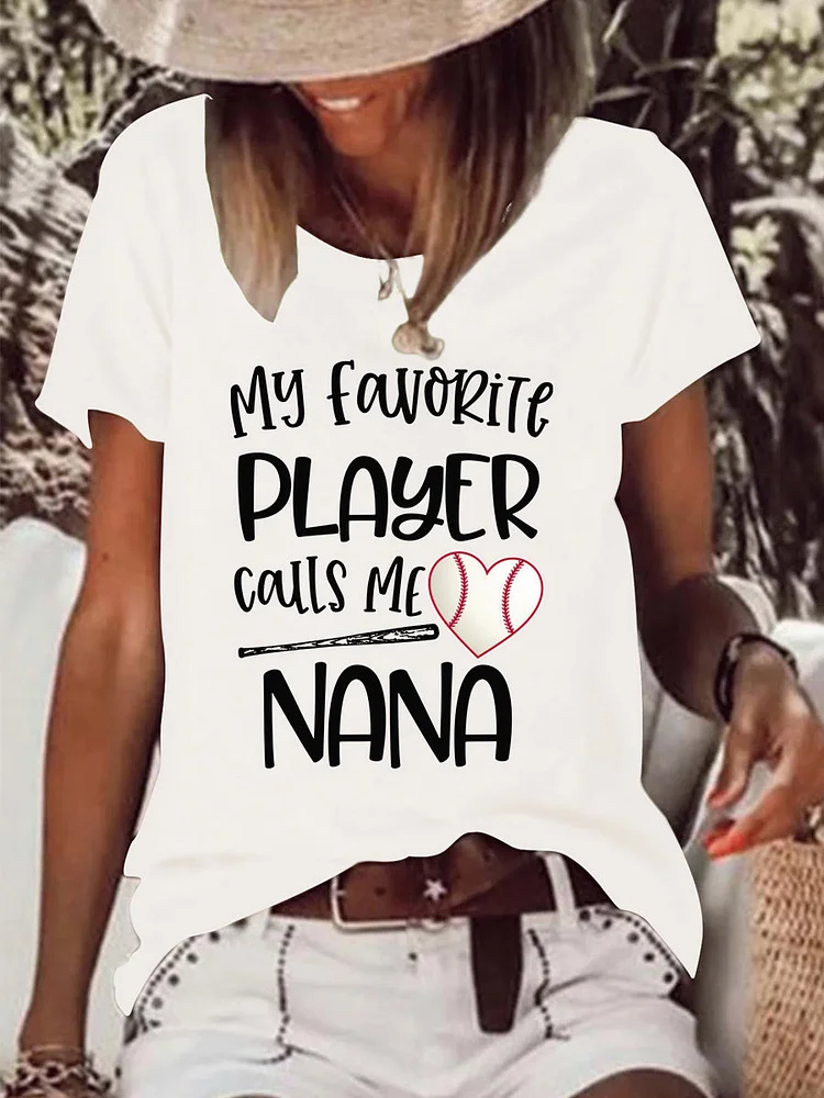 My Favorite Softball Player Call Me Nana Mothers Day V-Neck T