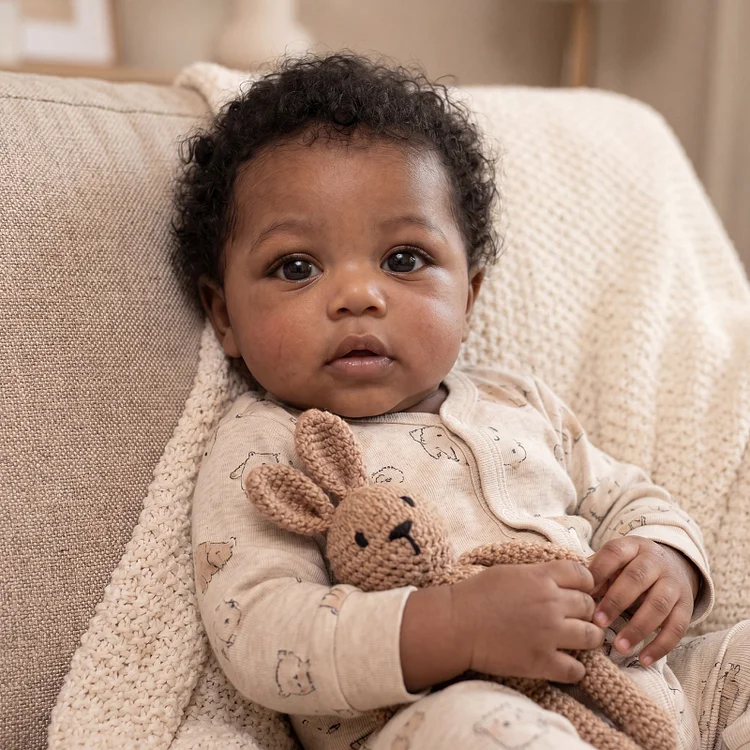 [Pre-Order] Babeside Finlor 17" Reborn Baby Doll &ndash; African American Girl with Curly Hair, Realistic Vinyl Newborn