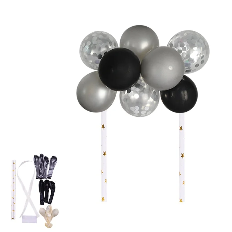 1set Creative 10pcs 5inch Balloon Cake Topper Set Birthday Party Decoration Cake Toppers Baby Shower Wedding Decor Supplies