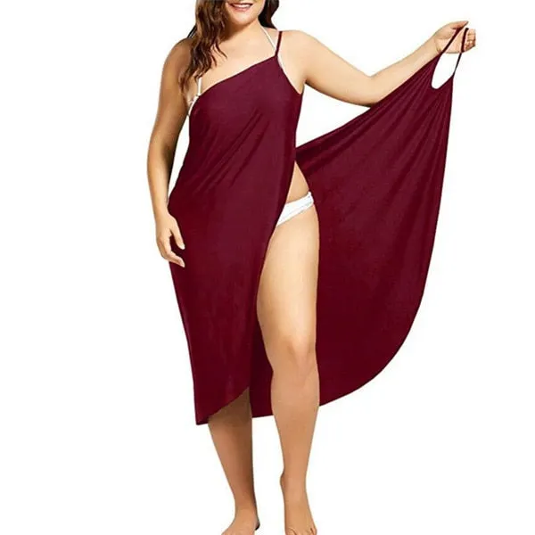 Plus Size 3xl-5xl Summer 2020 Wrap Slip Tunic Cover Dress Up Women Robe De Plage Bandage Backless Dresses Beach Sarong Vestidos
