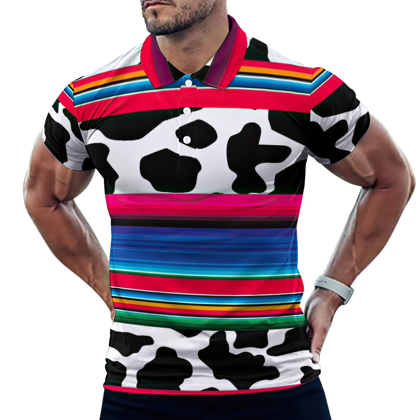 Traditional Spanish Serape Fiesta Mexican Blanket Men's Short Sleeve Casual Polo Shirts