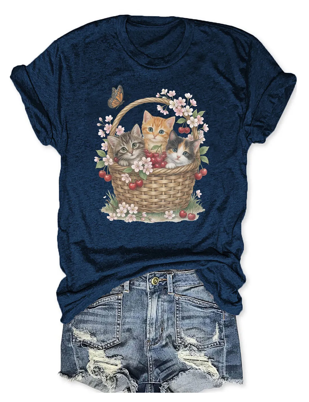 Cottagecore Floral Cute Kittens T-shirt