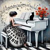 [Multi-Style]Fille au piano-Peinture Diamant Ronde Complète-40*40CM