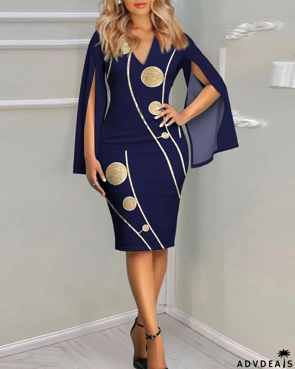 Women Printed Sleeve Dress