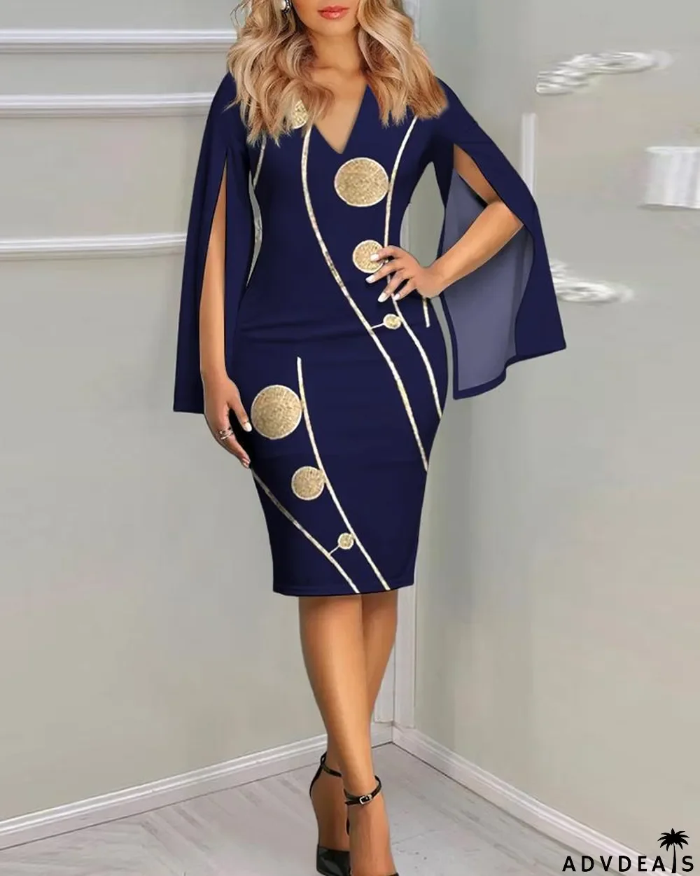 Women Printed Sleeve Dress