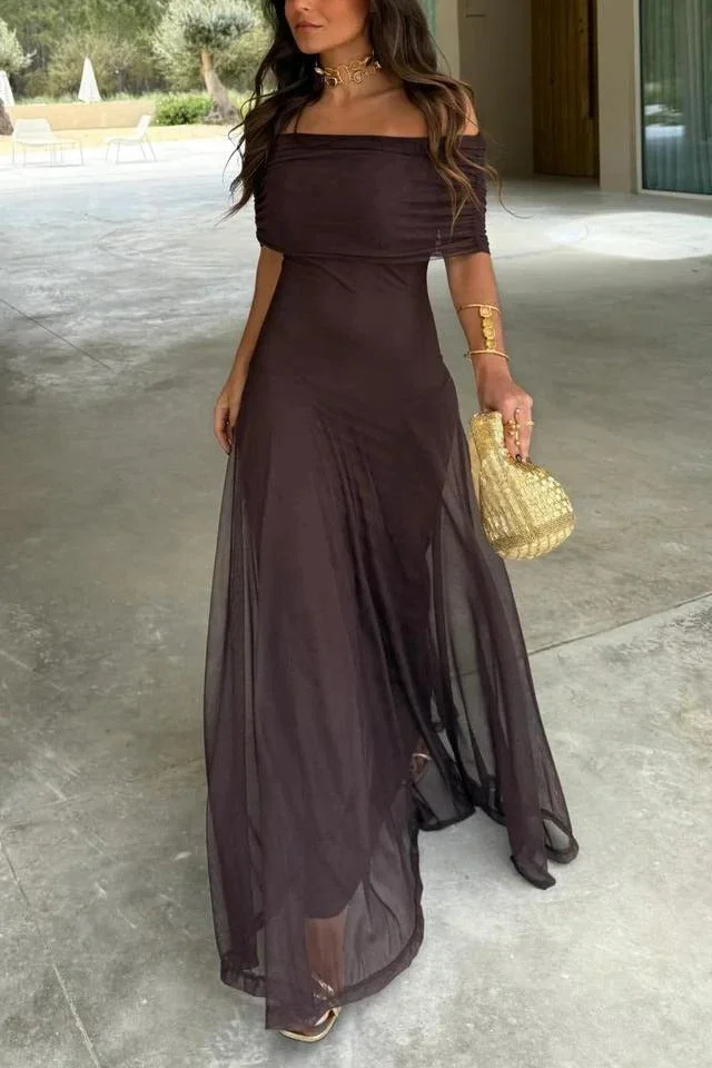 Toledo One Shoulder Mesh Maxi Dress