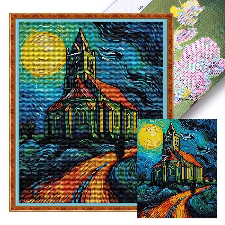 Joy Sunday - 14CT 2 Strands Threads Printed Cross Stitch Kit - Landscape