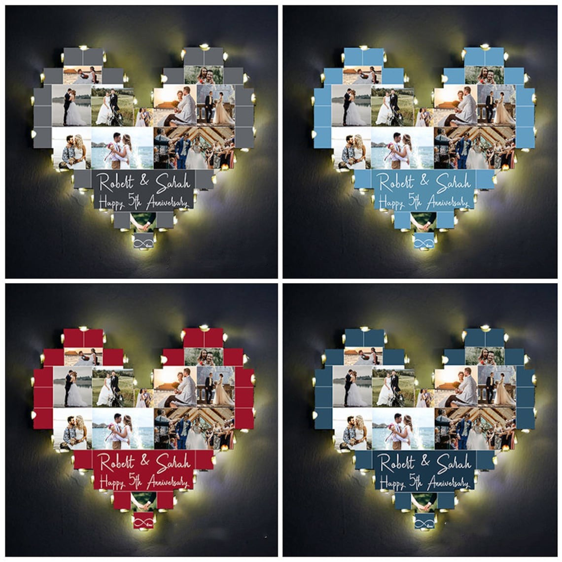 Loveyoufancy Loveyoufancy Personalized Heart Photo Collage Lamp - Illuminate Your Memories