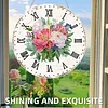 2D DIY Acrylic Pink Flower Diamond Painting Wall Clock Pendant w/ Clock Function