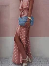 Bohemia V Neck Split-front Dot Maxi Dress