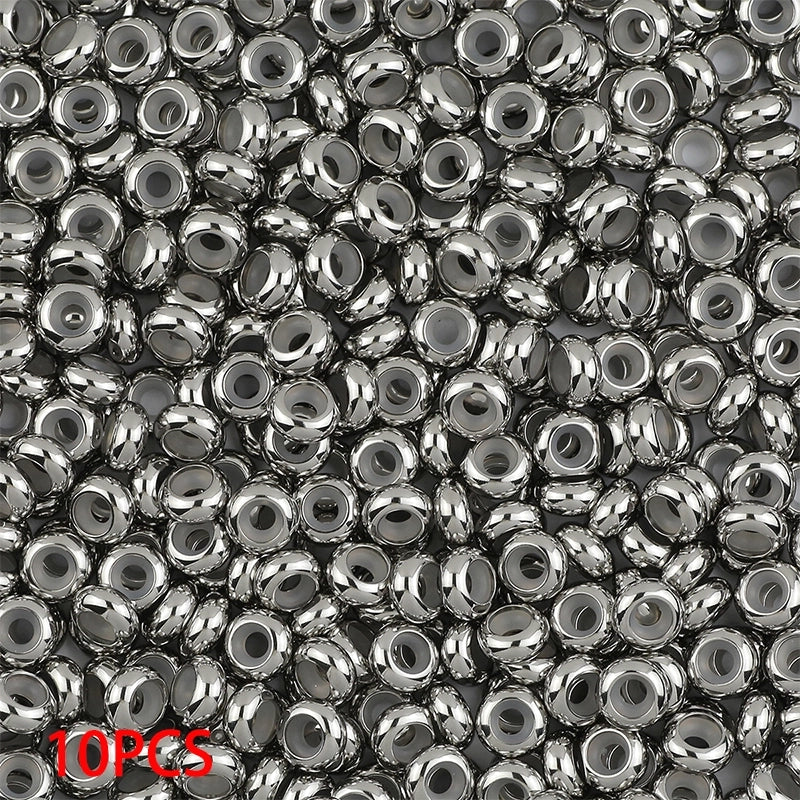 10 PCS/Package Diameter 10mm Diameter 6 Mm Diameter 8mm 304 Stainless Steel Solid Color Polished Beads Spacer Bars Jewelry Accessories