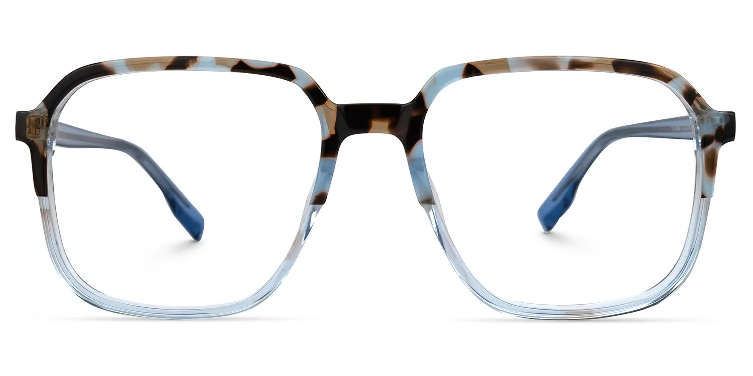 Karif Blau-Tortoise Quadratisch Brille Blau-Tortoise