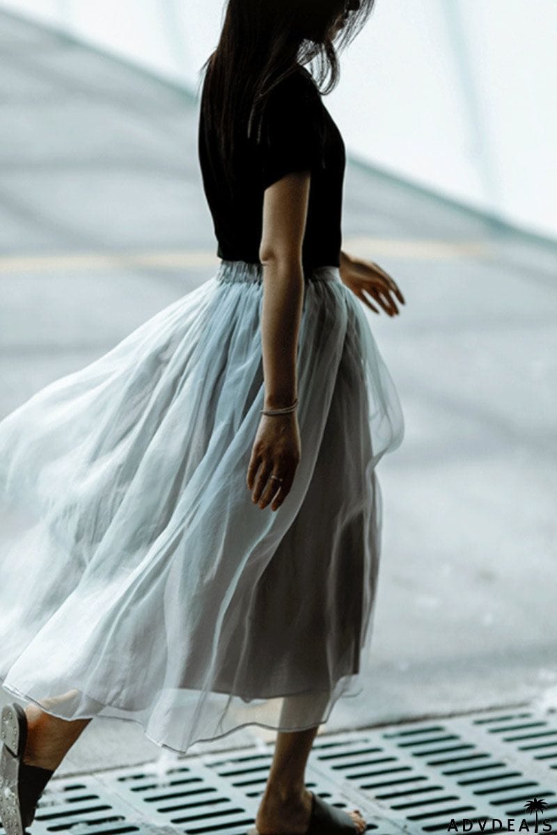 Elegant Pleated Mesh Skirt