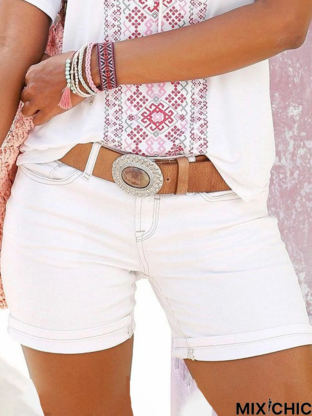 Women's Sunday Shorts Buttoned Casual Solid Casual Pants