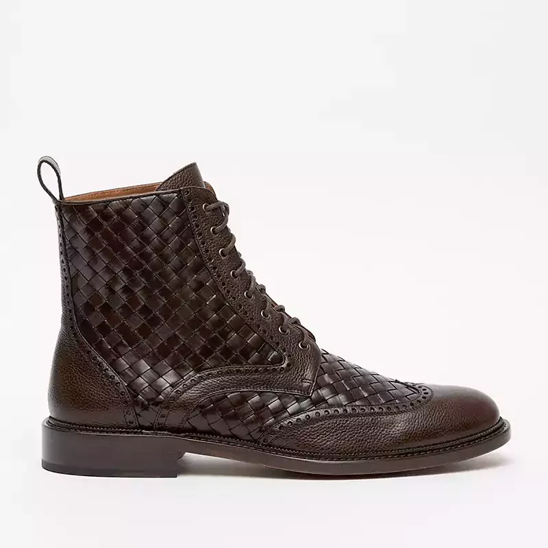 LETCLO™ Men's Vintage Woven Leather Martin Boot letclo mySite