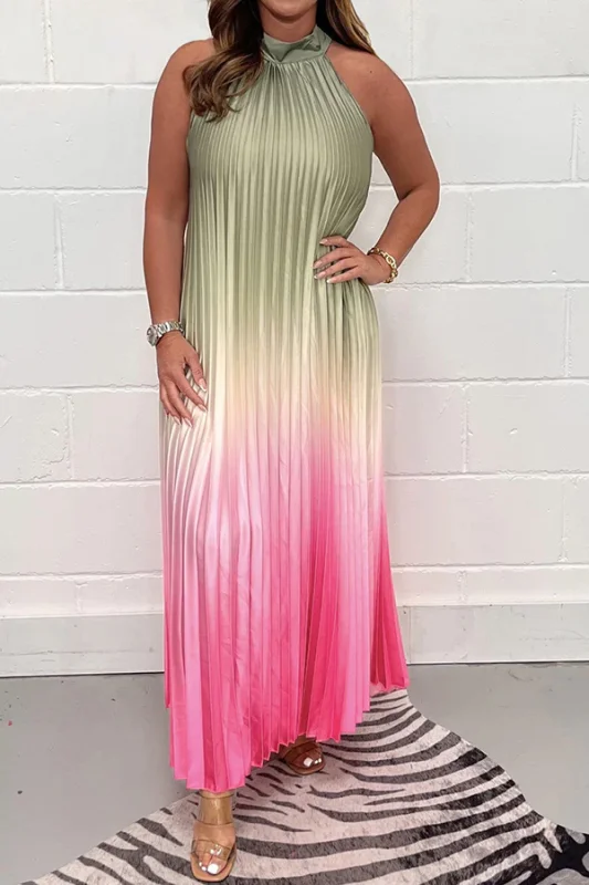 Dip Dye Pleated Maxi Dress