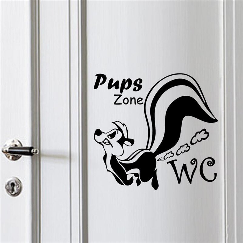Pups Wall Stickers Toilet Water Closet Room Decor Diy Vinyl Home Decals Cartoon Animals Mural Art Posters Removable